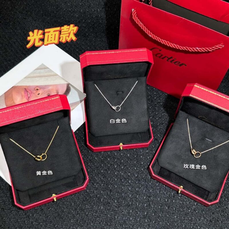 新品 ☀卡地亚Cartier LOVE系列 光面双环项链 ☀ - Image 12