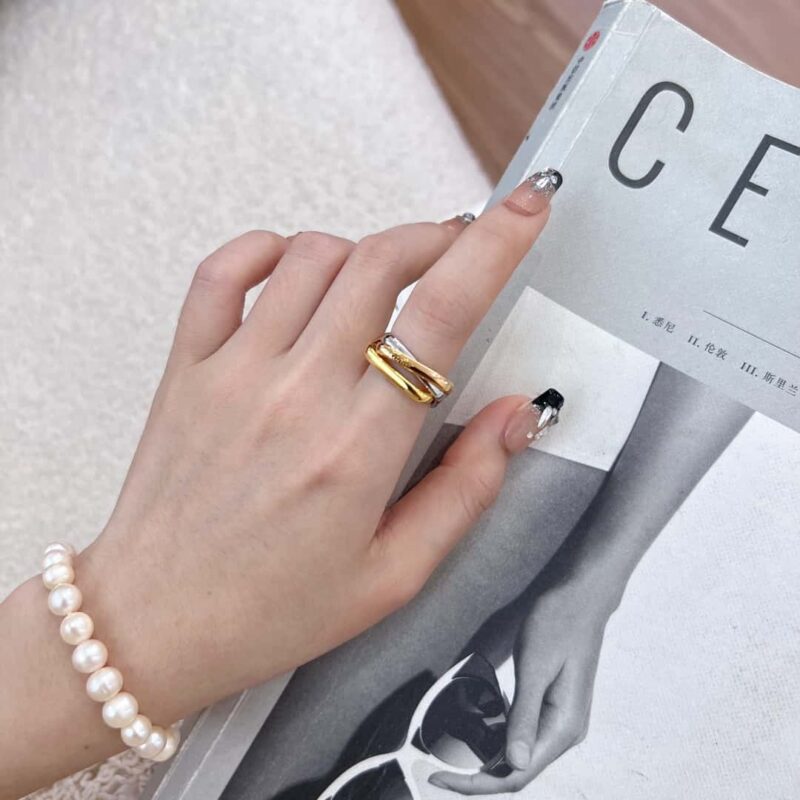 新品新版☀原单高版本 ☀卡地亚Cartier TRINITY枕形三色环项链 戒指 ☀ - Image 9
