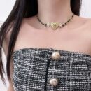香奈儿项链 ☀️☑️ 香奈儿双c金色菱格桃心爱心项链 ☀️