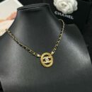 ☑️CHANEL双C椭圆黑皮绳项链