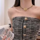☑️CHANEL双C八边形黑皮绳项链
