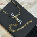 ☑️CHANEL双C八边形黑皮绳项链
