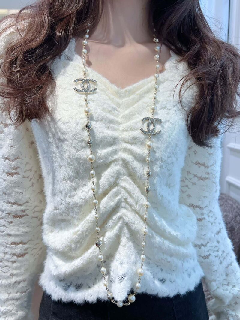 香奈儿毛衣链项链 ☀️☑️ 香奈儿双c珍珠毛衣链项链 ☀️ - Image 4