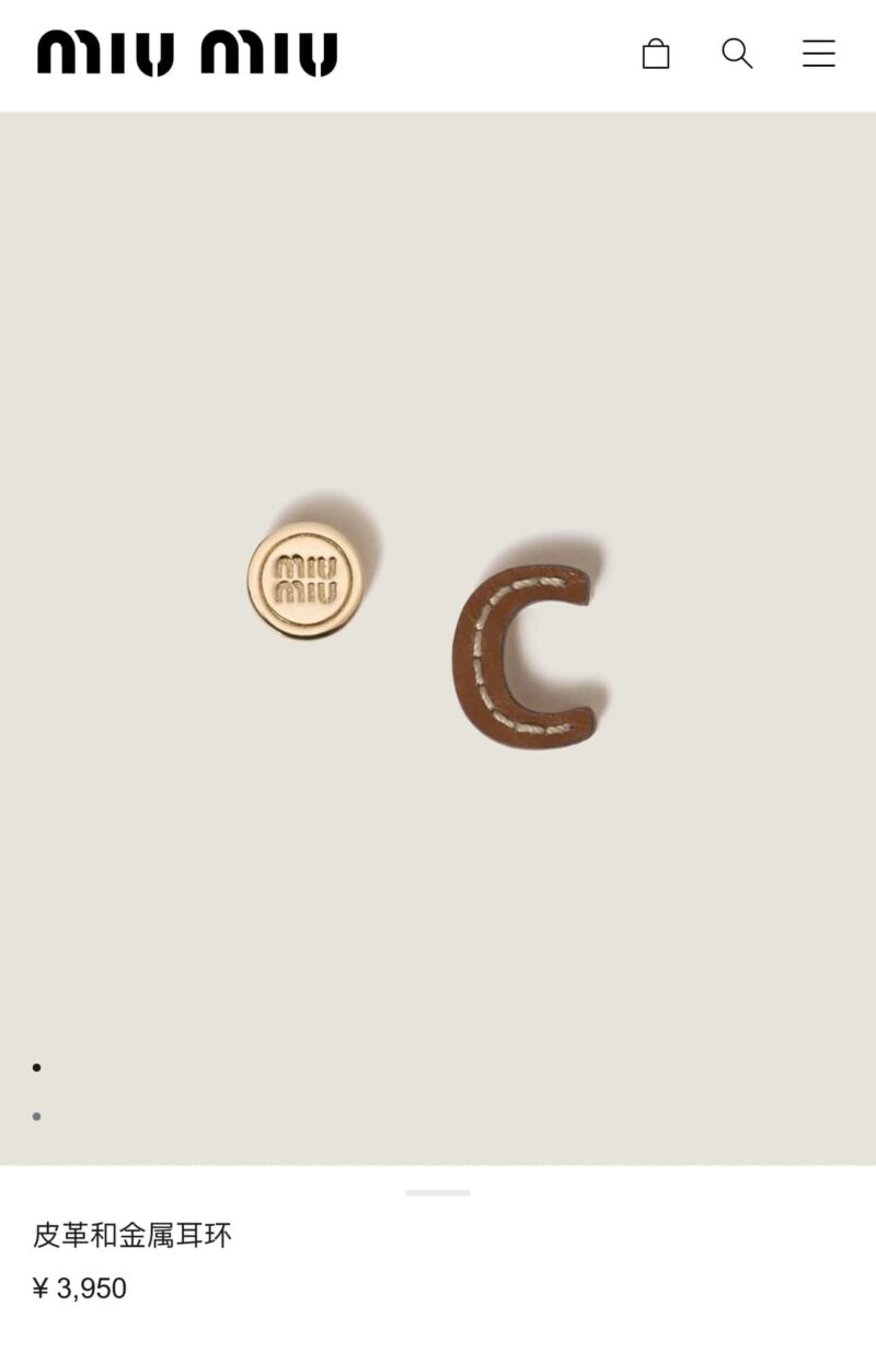 （一对）MIU MIU缪缪不对称皮革字母耳钉耳环 - Image 15