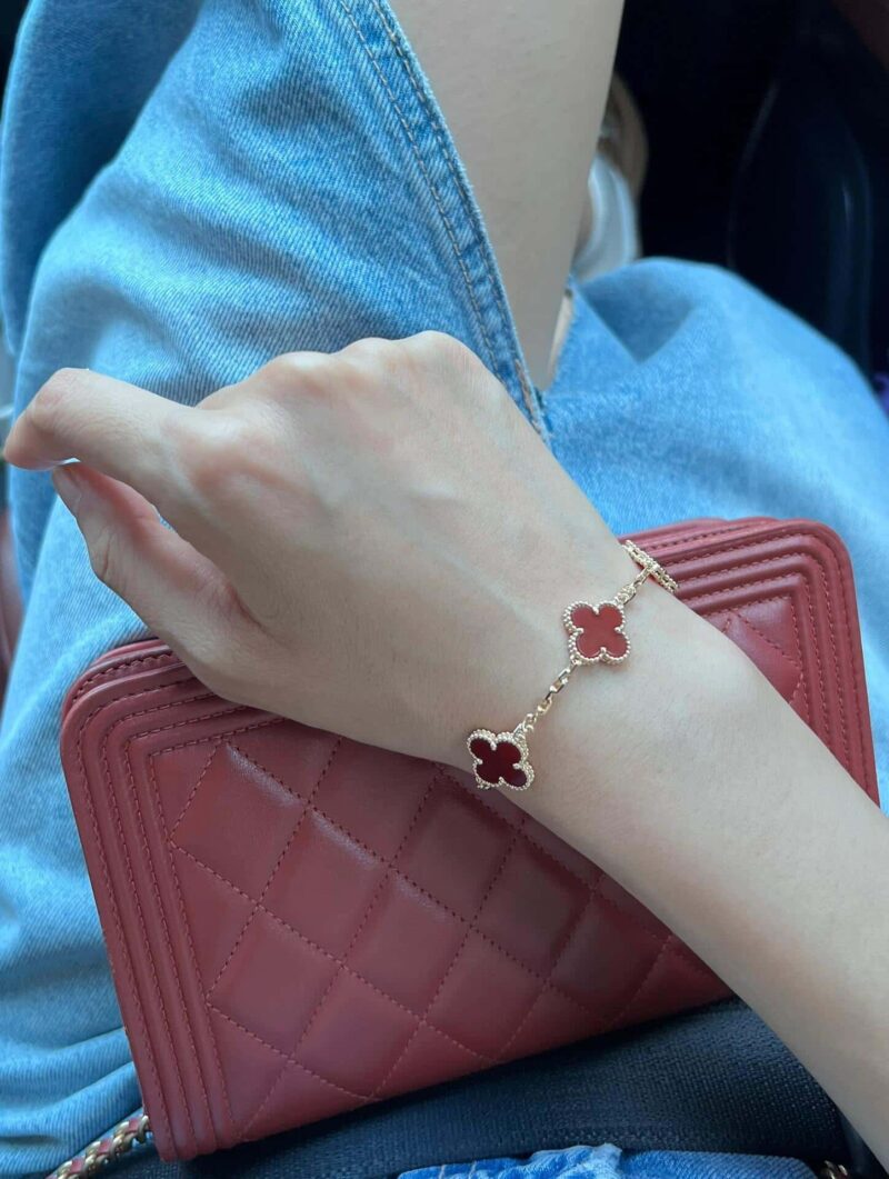 CNC版本 ☀️Van Cleef &Arpels 梵克雅宝红玛瑙四叶草五花手链 ☀ - Image 12