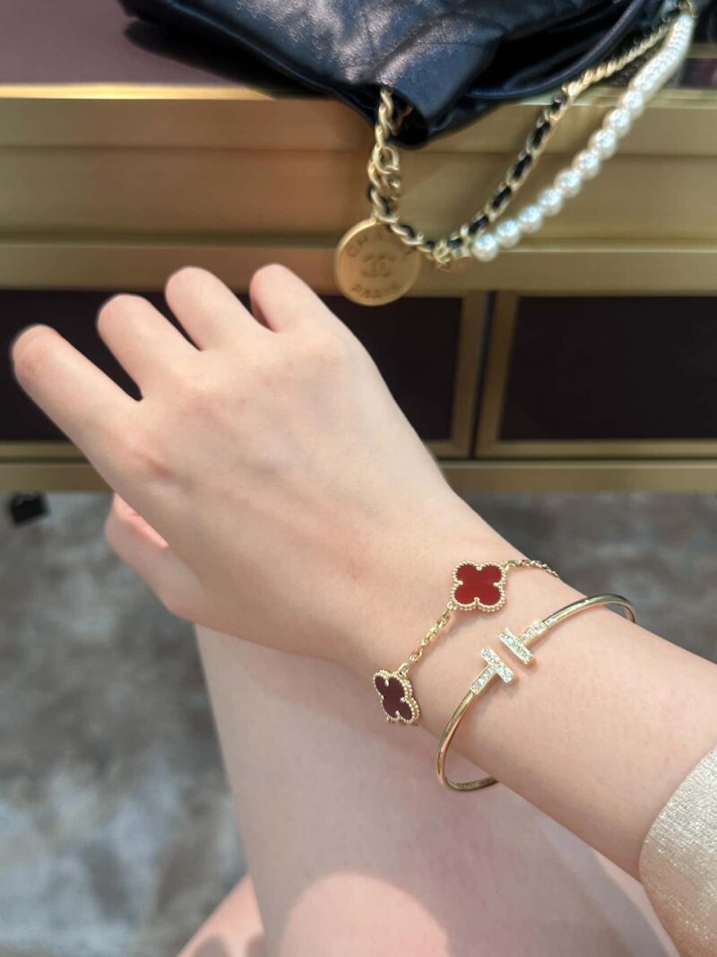 CNC版本 ☀️Van Cleef &Arpels 梵克雅宝红玛瑙四叶草五花手链 ☀ - Image 20