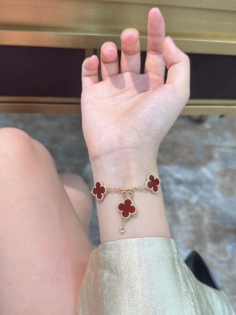 CNC版本 ☀️Van Cleef &Arpels 梵克雅宝红玛瑙四叶草五花手链 ☀ - Image 21