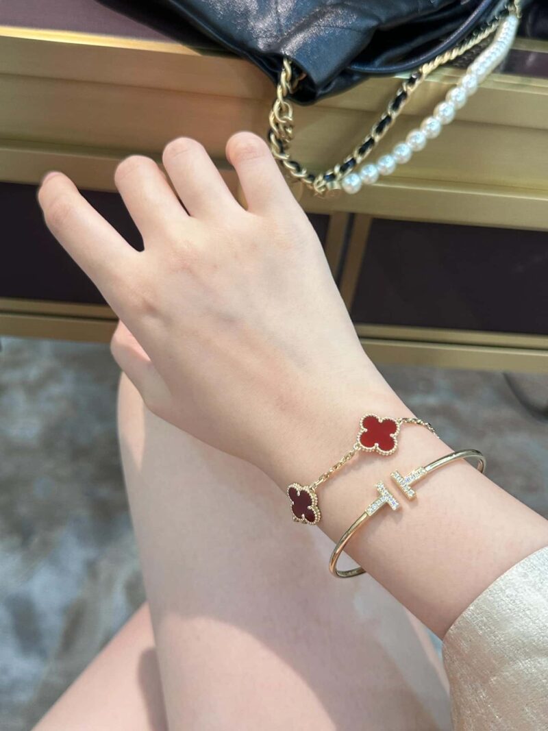 CNC版本 ☀️Van Cleef &Arpels 梵克雅宝红玛瑙四叶草五花手链 ☀ - Image 22