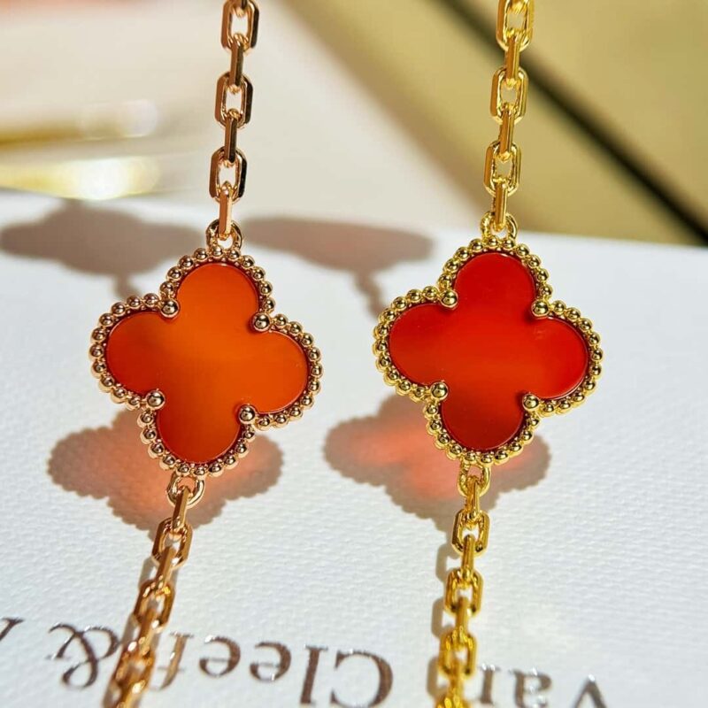 CNC版本 ☀️Van Cleef &Arpels 梵克雅宝红玛瑙四叶草五花手链 ☀ - Image 27