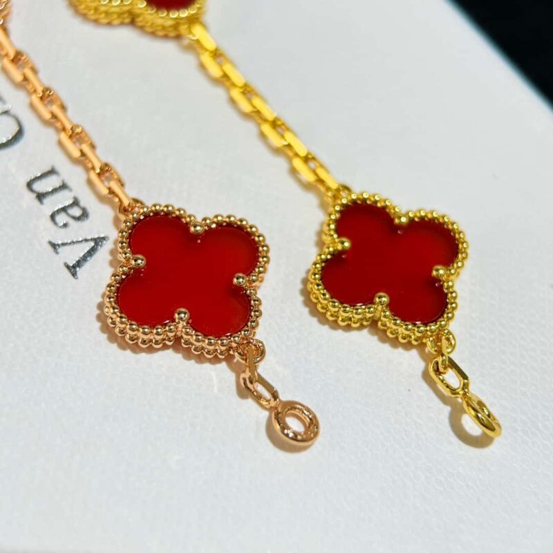 CNC版本 ☀️Van Cleef &Arpels 梵克雅宝红玛瑙四叶草五花手链 ☀ - Image 28