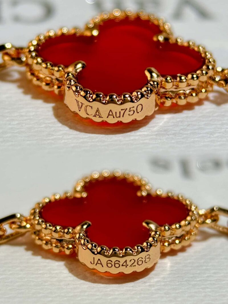 CNC版本 ☀️Van Cleef &Arpels 梵克雅宝红玛瑙四叶草五花手链 ☀ - Image 29