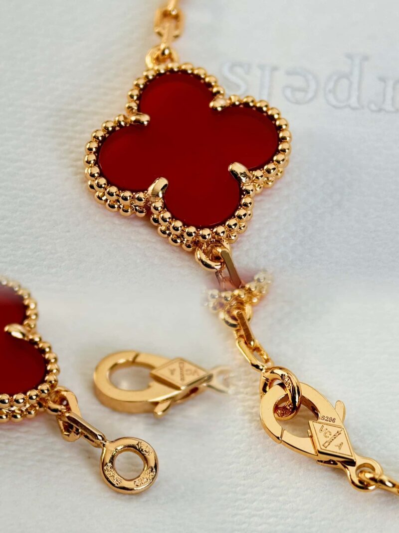 CNC版本 ☀️Van Cleef &Arpels 梵克雅宝红玛瑙四叶草五花手链 ☀ - Image 30