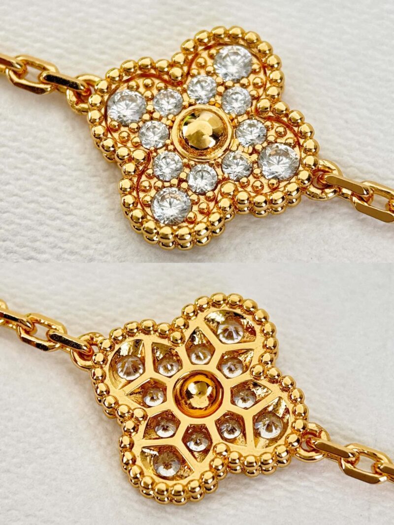 CNC版本 ☀️Van Cleef &Arpels 梵克雅宝间钻黑玛瑙四叶草五花手链 ☀ - Image 30