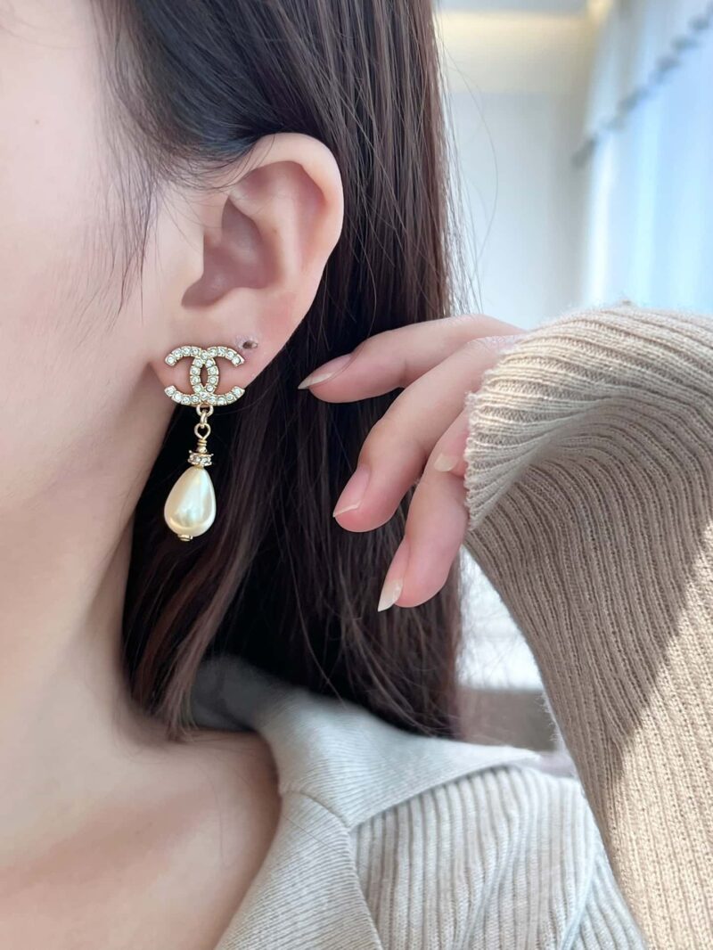 ☀️☑️ 香奈儿c2双c水滴珍珠耳钉耳环 ☀️ - Image 6