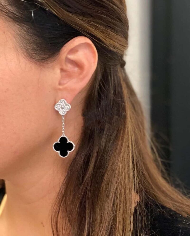 CNC版本 ☀️Van Cleef &Arpels 梵克雅宝黑玛瑙四叶草耳拍耳环耳钉 ☀ - Image 5