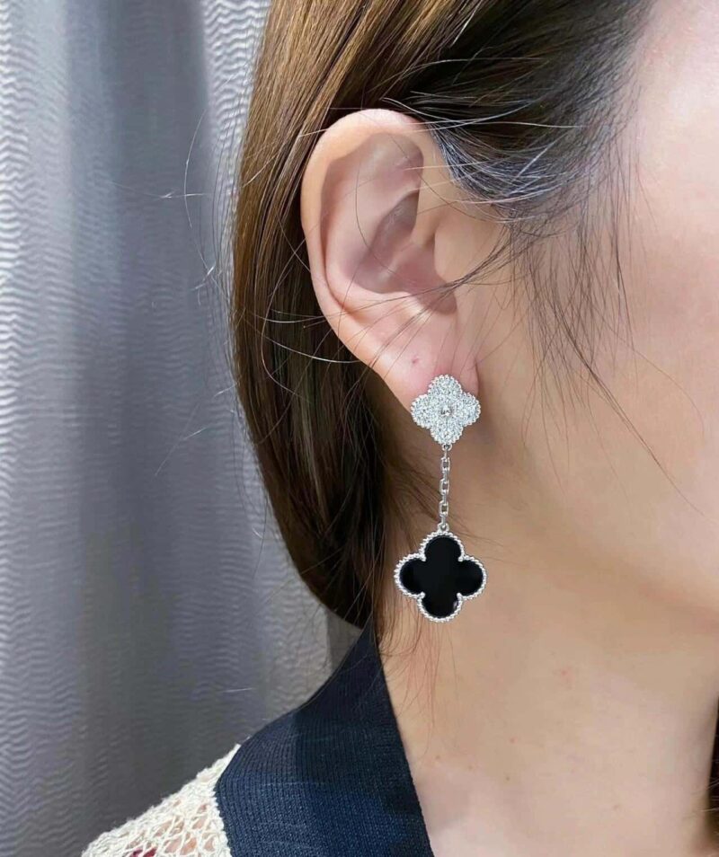 CNC版本 ☀️Van Cleef &Arpels 梵克雅宝黑玛瑙四叶草耳拍耳环耳钉 ☀ - Image 8
