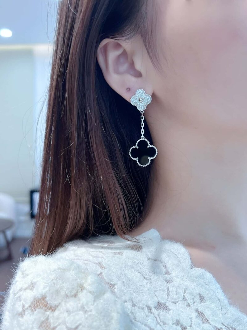 CNC版本 ☀️Van Cleef &Arpels 梵克雅宝黑玛瑙四叶草耳拍耳环耳钉 ☀ - Image 9