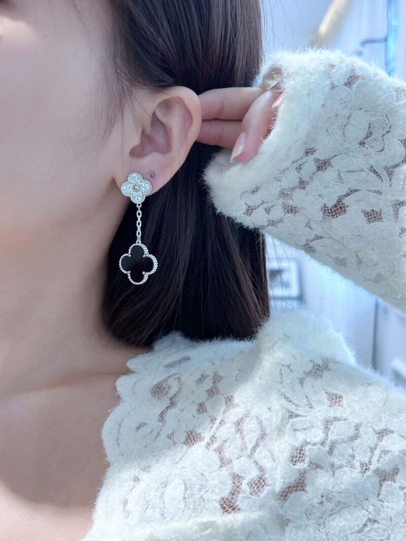 CNC版本 ☀️Van Cleef &Arpels 梵克雅宝黑玛瑙四叶草耳拍耳环耳钉 ☀ - Image 10