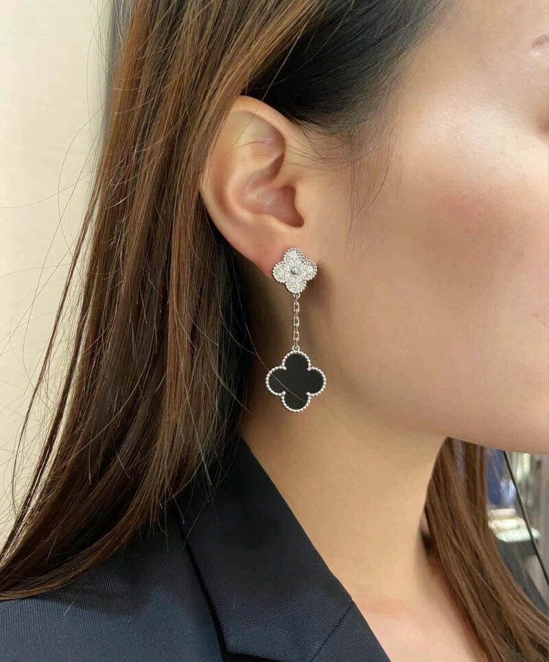 CNC版本 ☀️Van Cleef &Arpels 梵克雅宝黑玛瑙四叶草耳拍耳环耳钉 ☀ - Image 11