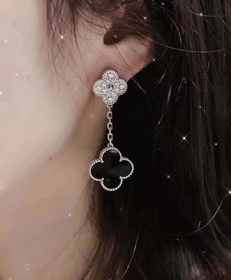 CNC版本 ☀️Van Cleef &Arpels 梵克雅宝黑玛瑙四叶草耳拍耳环耳钉 ☀ - Image 12