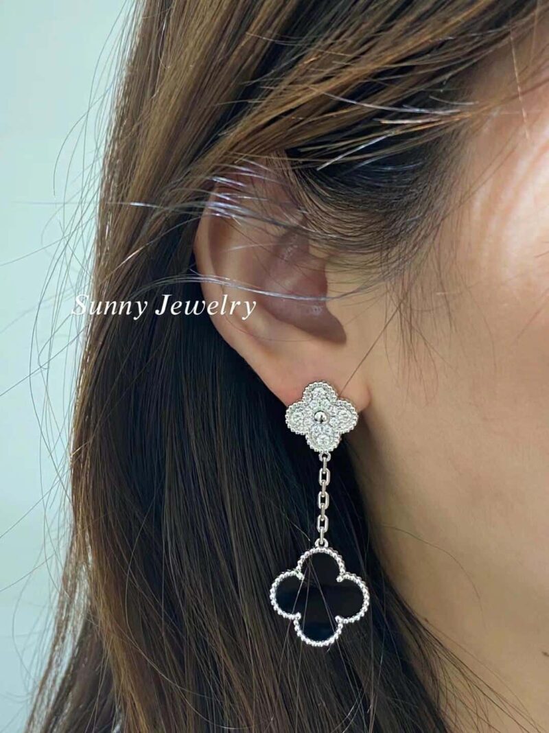 CNC版本 ☀️Van Cleef &Arpels 梵克雅宝黑玛瑙四叶草耳拍耳环耳钉 ☀ - Image 13