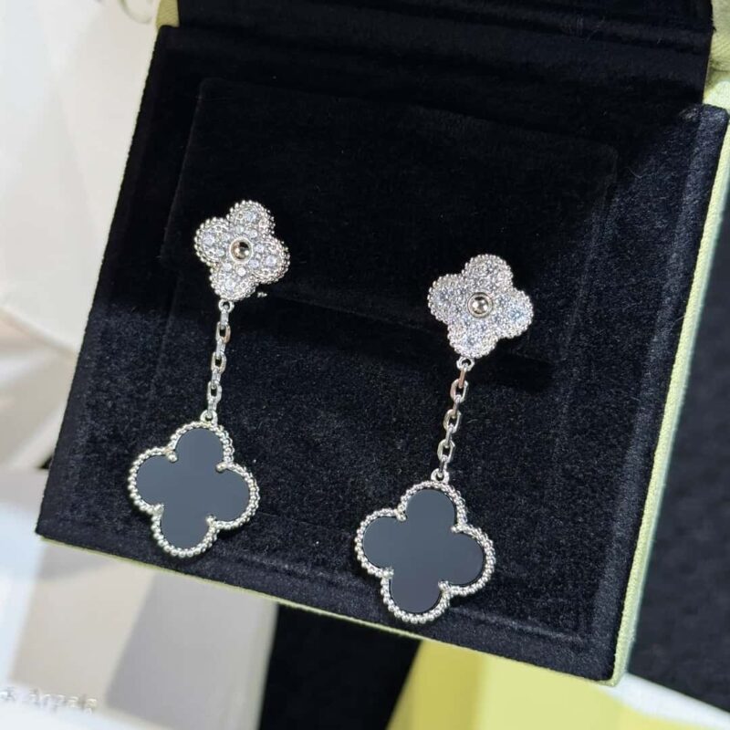 CNC版本 ☀️Van Cleef &Arpels 梵克雅宝黑玛瑙四叶草耳拍耳环耳钉 ☀ - Image 14