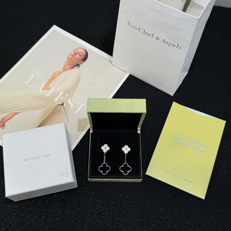 CNC版本 ☀️Van Cleef &Arpels 梵克雅宝黑玛瑙四叶草耳拍耳环耳钉 ☀ - Image 15
