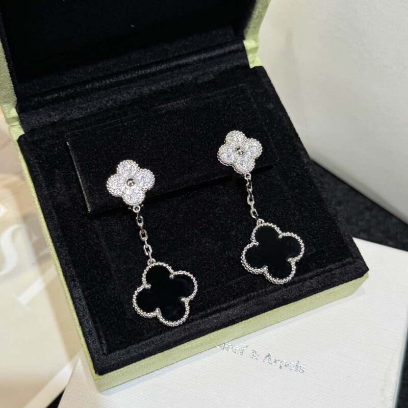 CNC版本 ☀️Van Cleef &Arpels 梵克雅宝黑玛瑙四叶草耳拍耳环耳钉 ☀ - Image 16