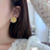 ☀️☑️ 香奈儿c1双c金色字母圆盘熔岩耳钉耳环 ☀️