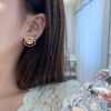 ☀️☑️ 香奈儿c1双c金色简约镂空耳钉耳环 ☀️