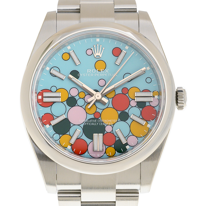 ROLEX 劳力士 蚝式恒动型 OYSTER PERPETUAL 124300-0008 蒂芙尼蓝 绿松石蓝 庆典图案 彩色气泡