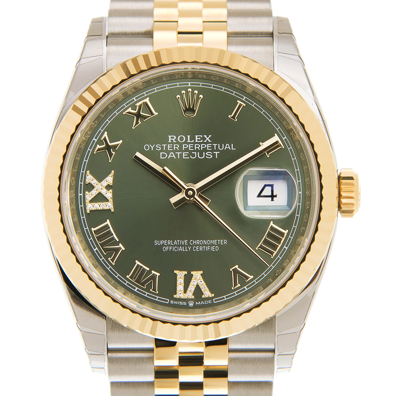 ROLEX 劳力士 恒动日志型 DATEJUST 126233-0025 橄榄绿色 镶钻18K金罗马数字VI及IX