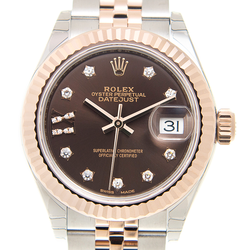 ROLEX 劳力士 女装日志型 LADY DATEJUST 镶钻巧克力色表面 镶钻 罗马数字IX CHOCOLATE SET WITH DIAMONDS 279171-0003 镶钻巧克力色 镶钻 罗马数字 IX
